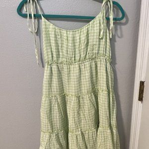 FOREVER21 - Green Gingham Babydoll Dress - Medium